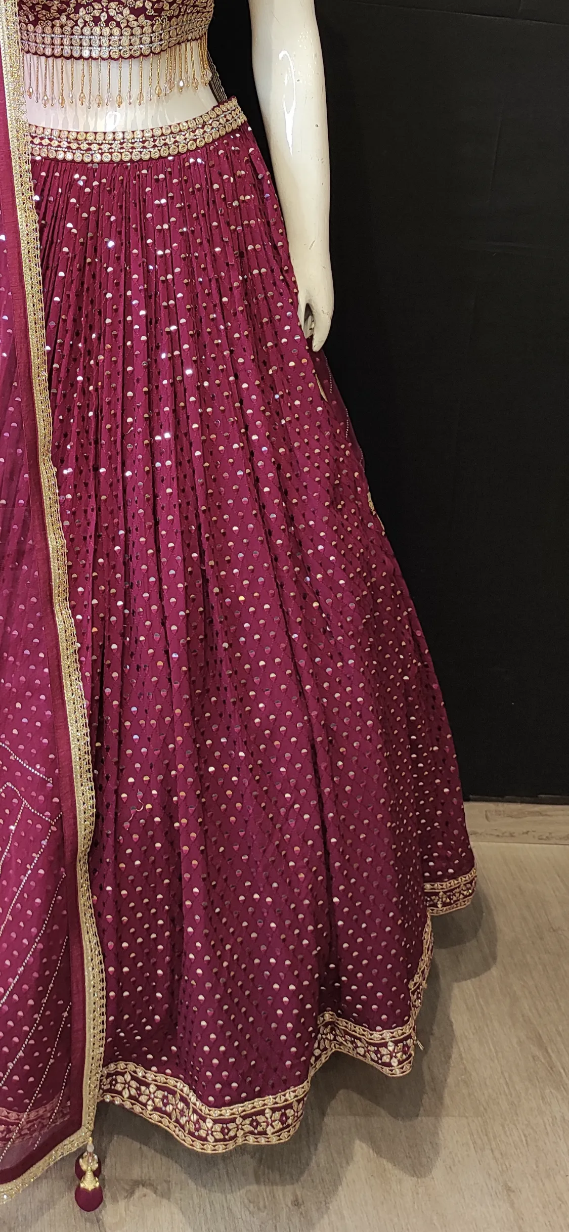 Georgette Lehenga Choli with Patra, Zari and Swarovski Work