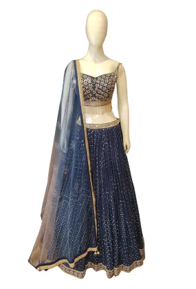 Georgette Lehenga Choli with Patra, Zari and Swarovski Work