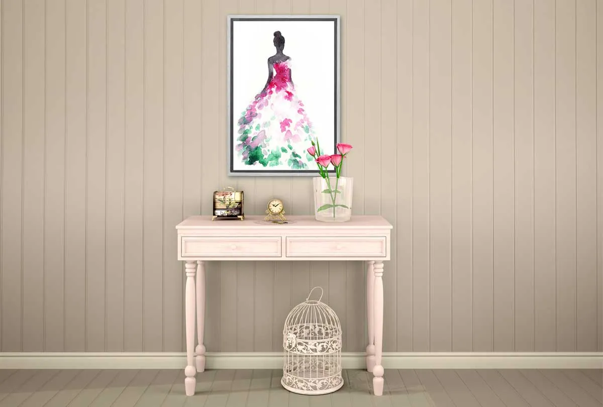 Glamorous Pink Dress | Fashion Canvas Wall Art Decor