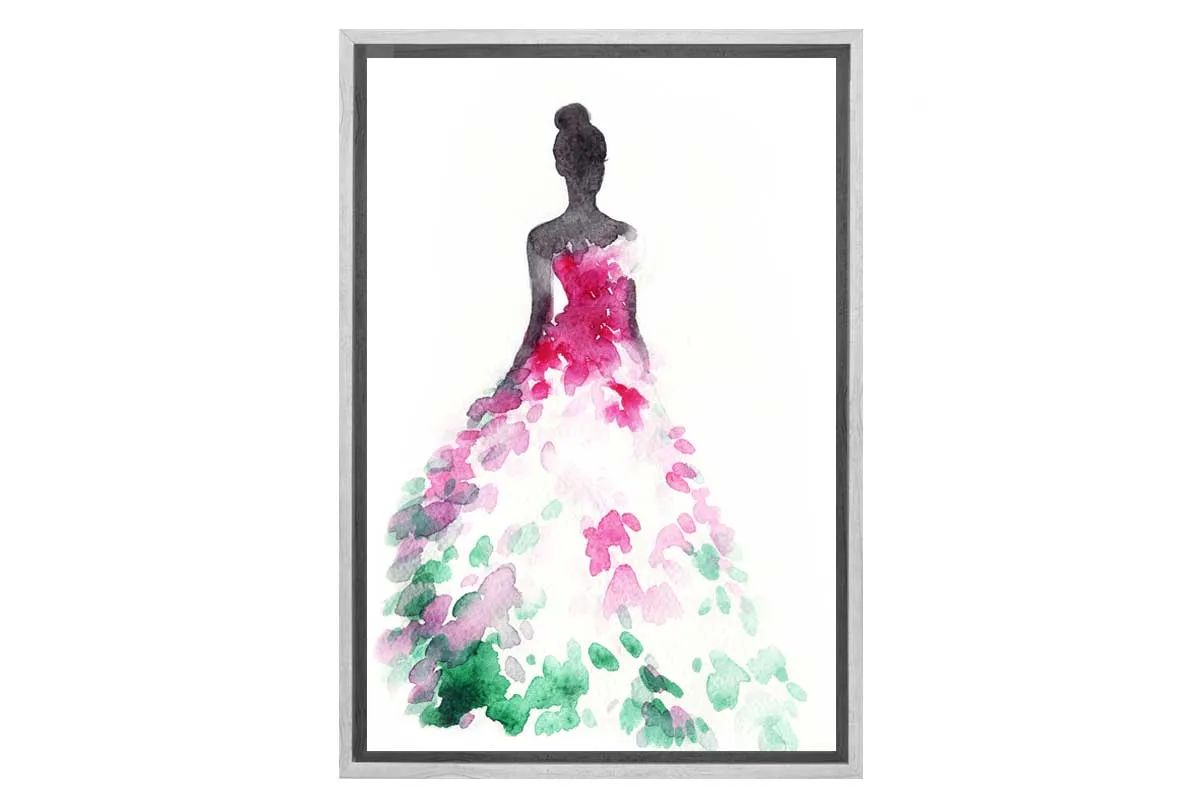 Glamorous Pink Dress | Fashion Canvas Wall Art Decor