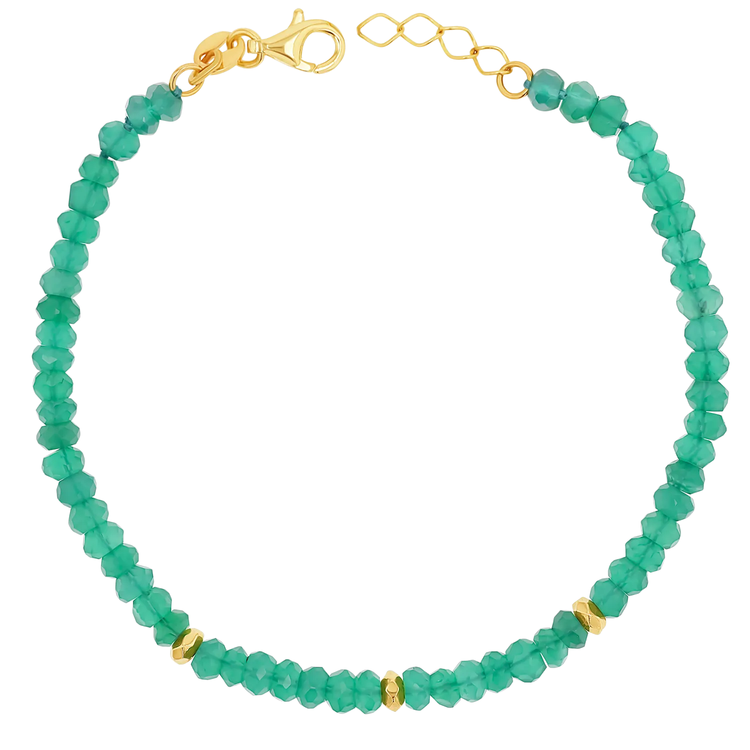 Green Onyx Gold Bead Bracelet