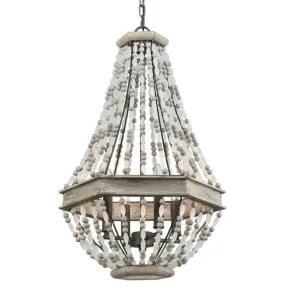 Grey Beaded Hexagonal 5-Light Chandelier