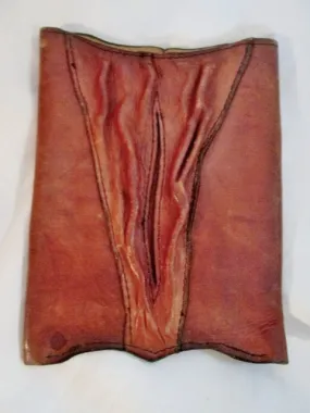 Handcrafted Brown Leather Vagina Wallet Pouch - Handmade Pocket Purse for Hippie Style Craft Enthusiasts