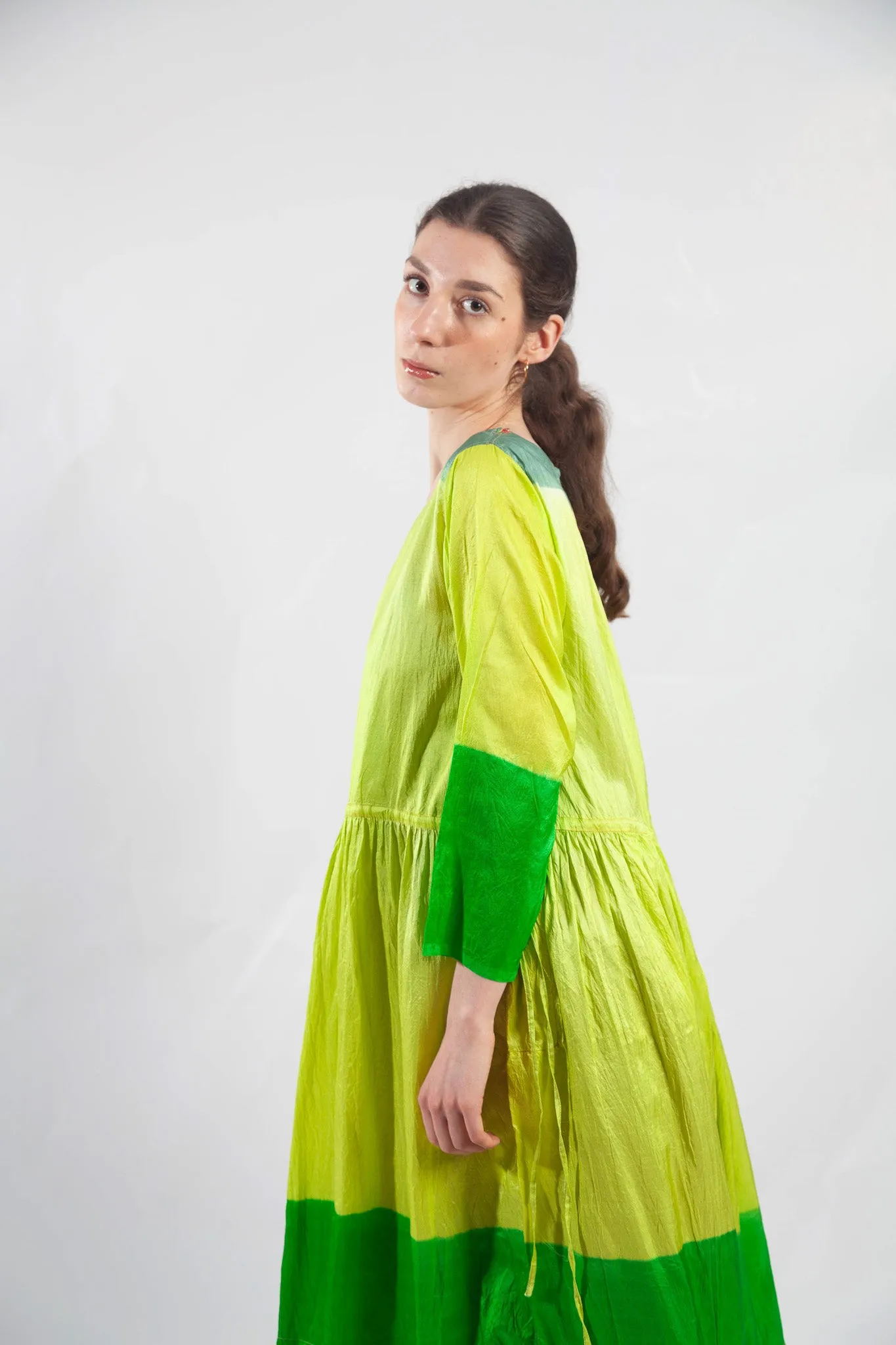 Injiri Jodhpur-35 Lime Veda Silk Dress