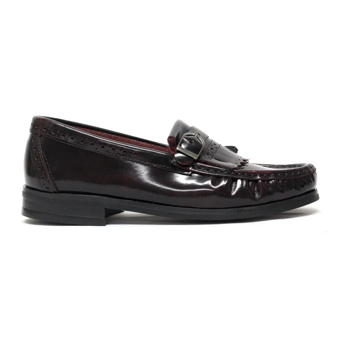 John Drake Fringe Penny Mocassin  Burgundy