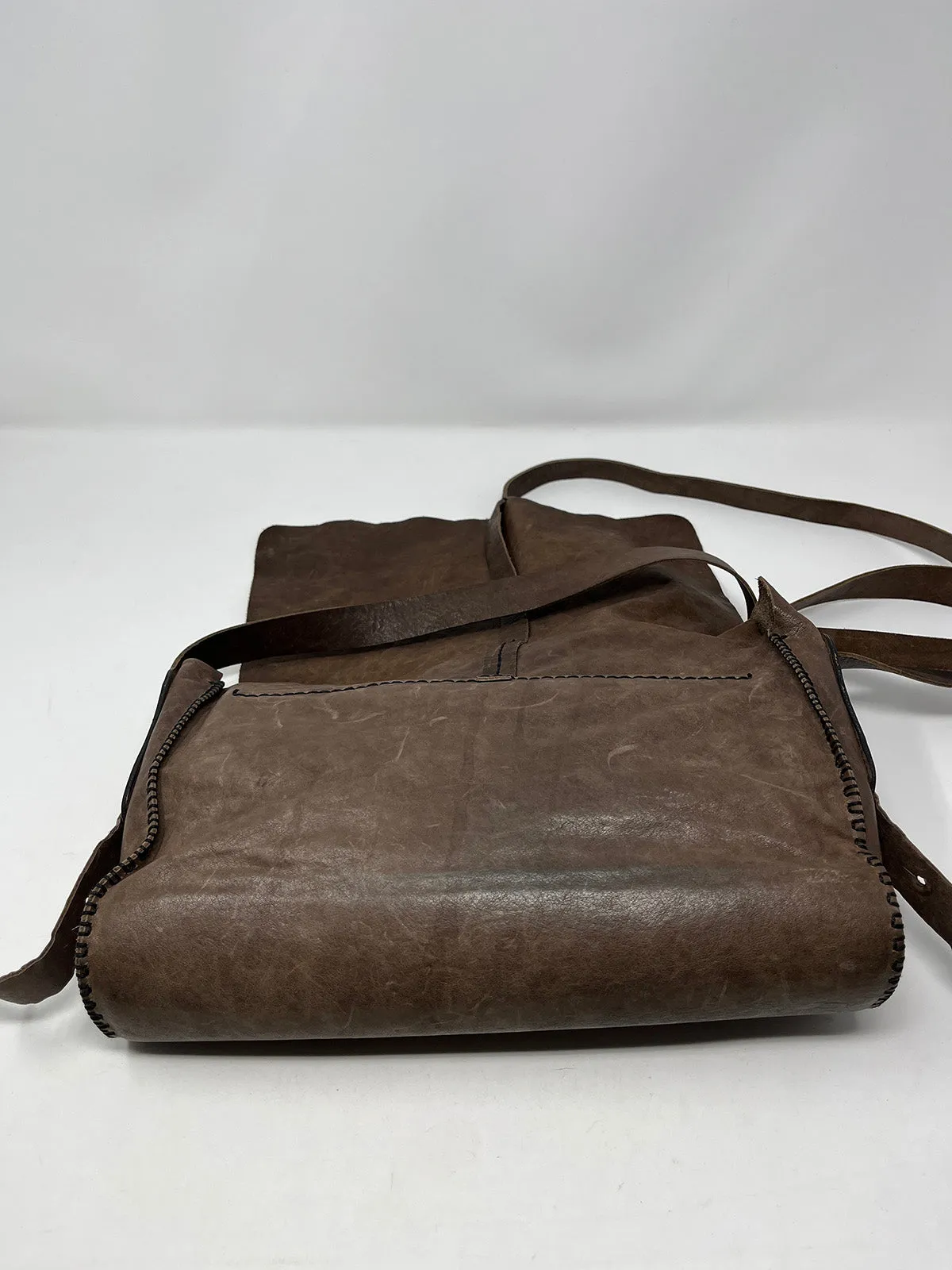 Johnny Farah Brown Leather Stitching Boho Crossbody