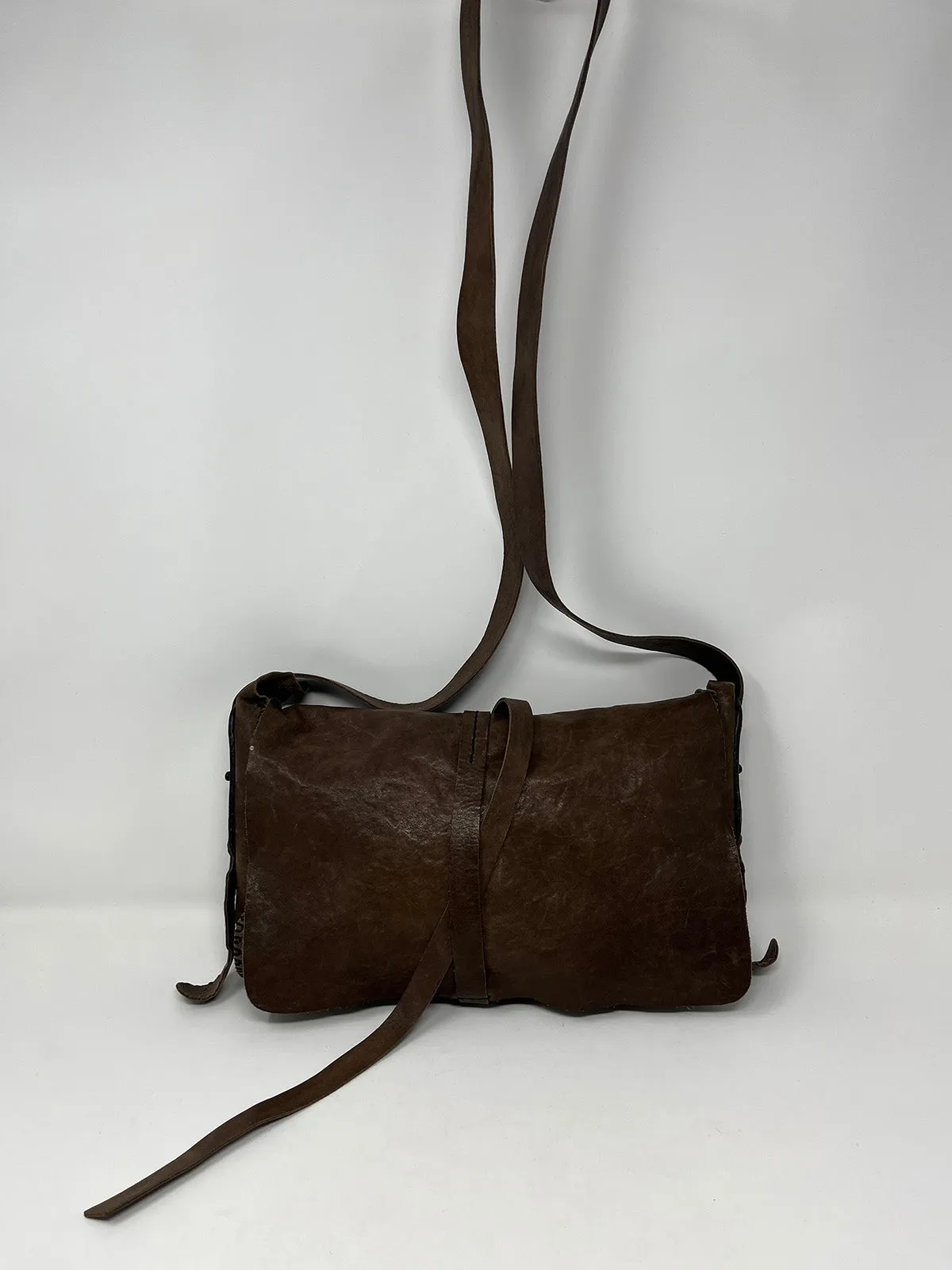 Johnny Farah Brown Leather Stitching Boho Crossbody