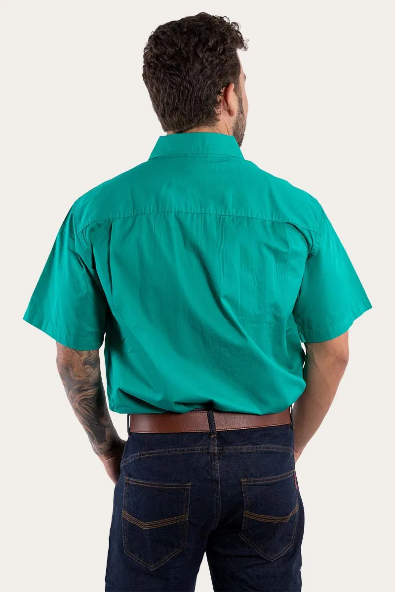 Lake Argyle Mens Short Sleeve Full Button Work Shirt - Green