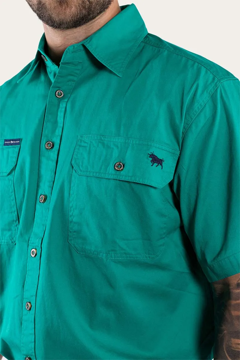 Lake Argyle Mens Short Sleeve Full Button Work Shirt - Green