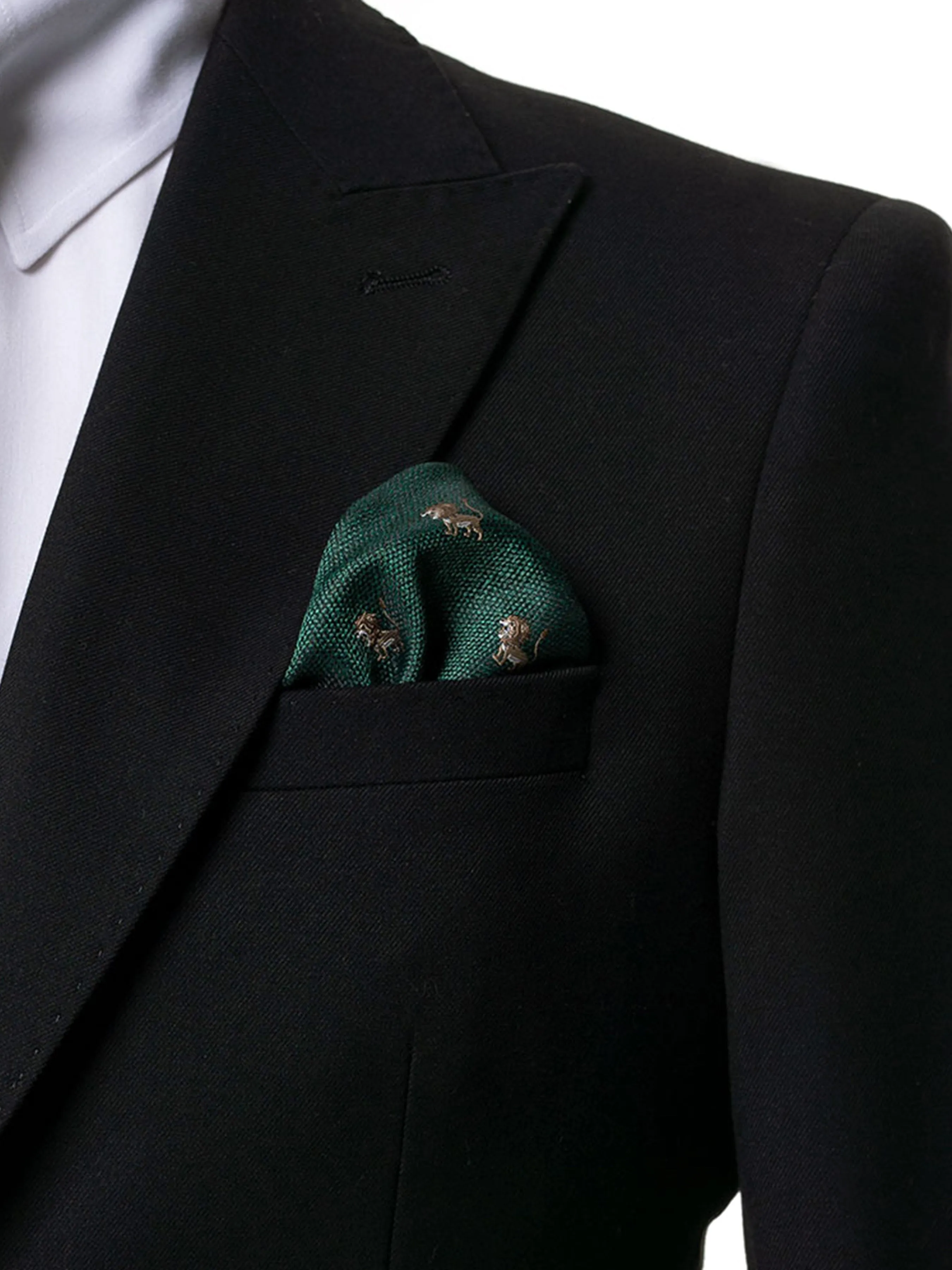 Lion Pocket Square - Emerald Green