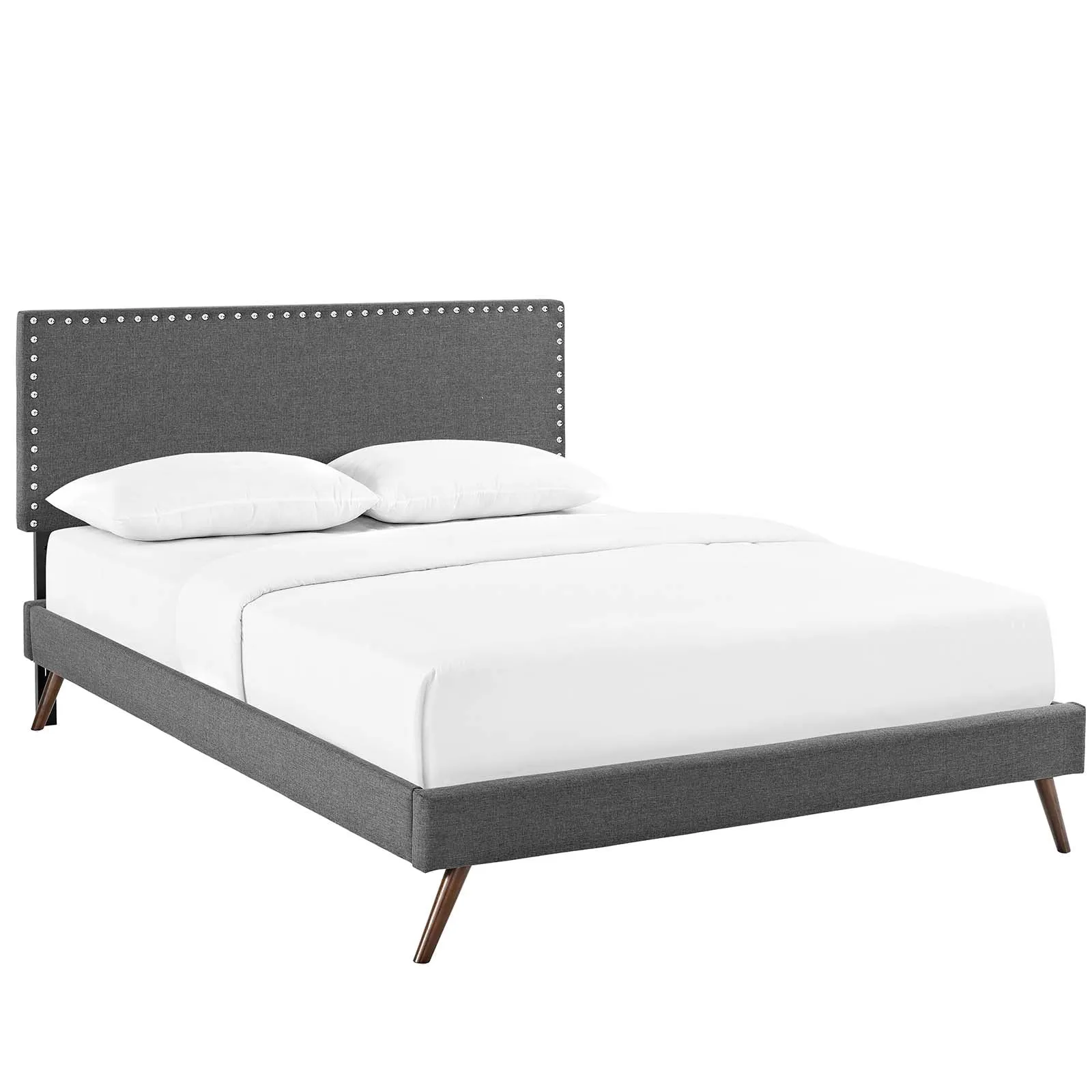 Macie Fabric Platform Bed with Round Splayed Legs