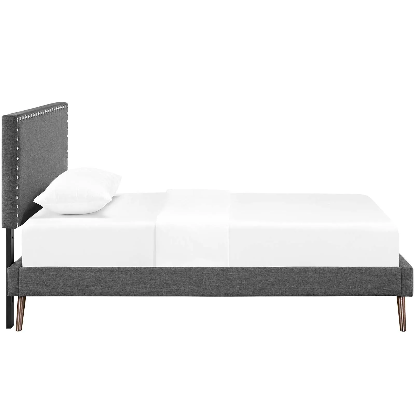 Macie Fabric Platform Bed with Round Splayed Legs