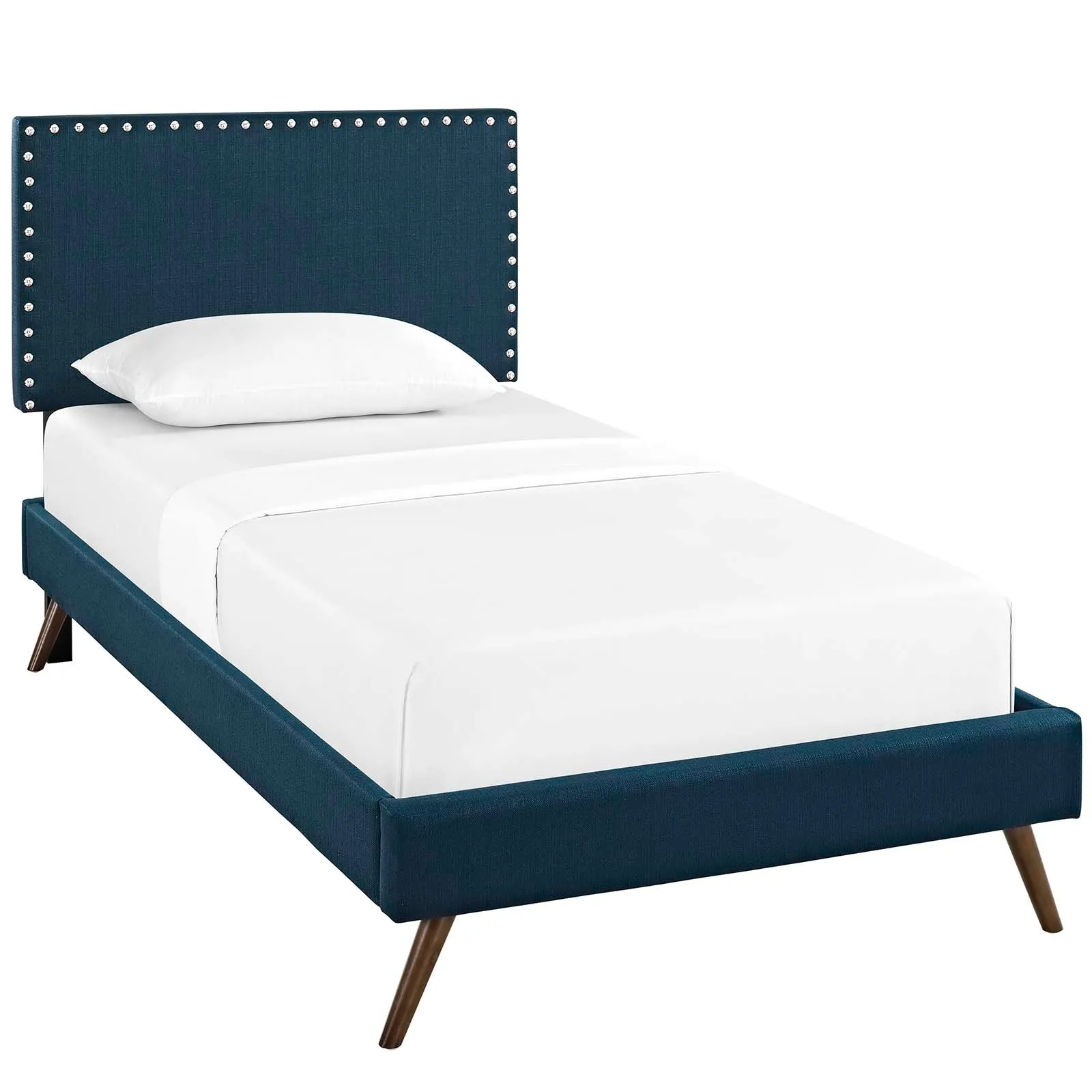 Macie Fabric Platform Bed with Round Splayed Legs