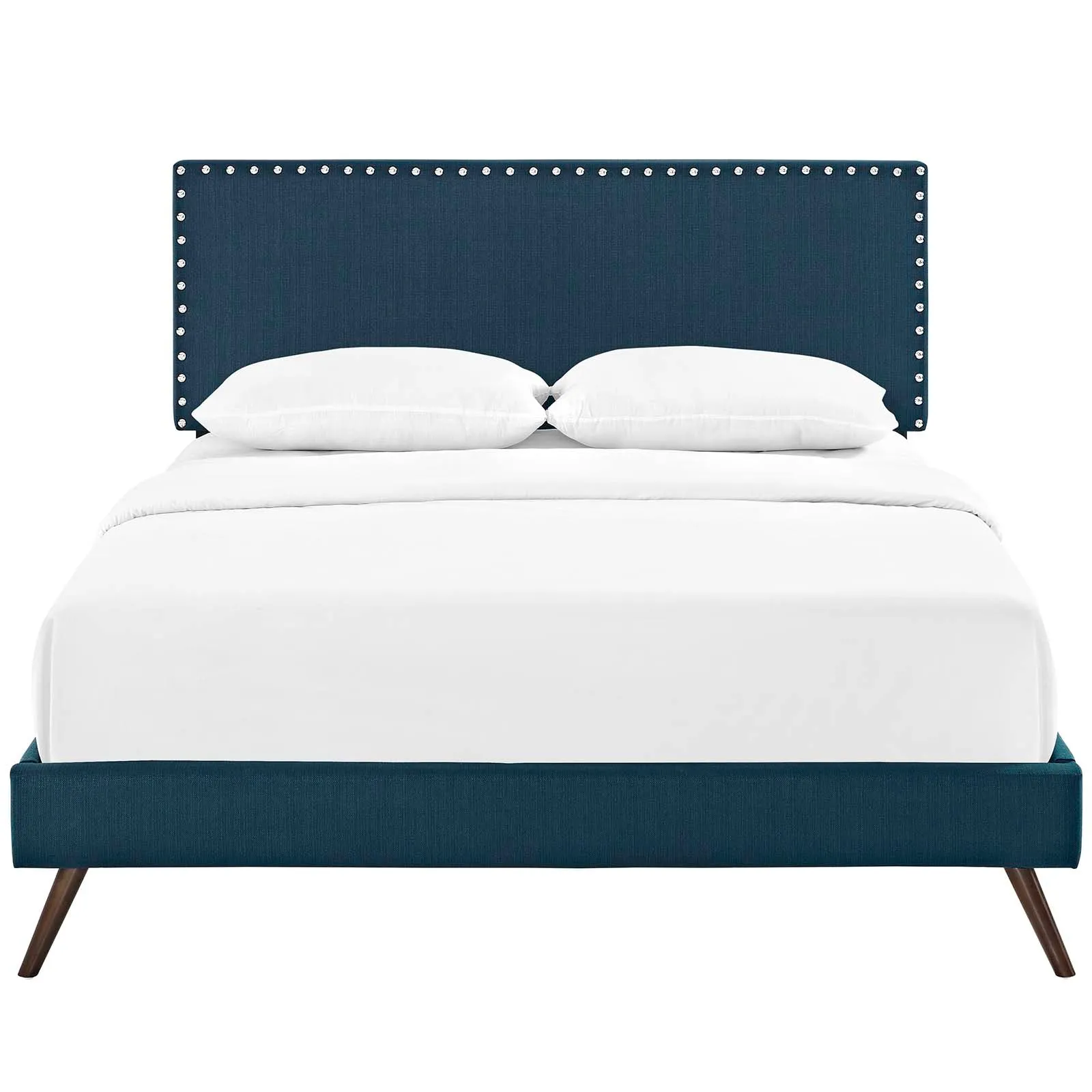 Macie Fabric Platform Bed with Round Splayed Legs