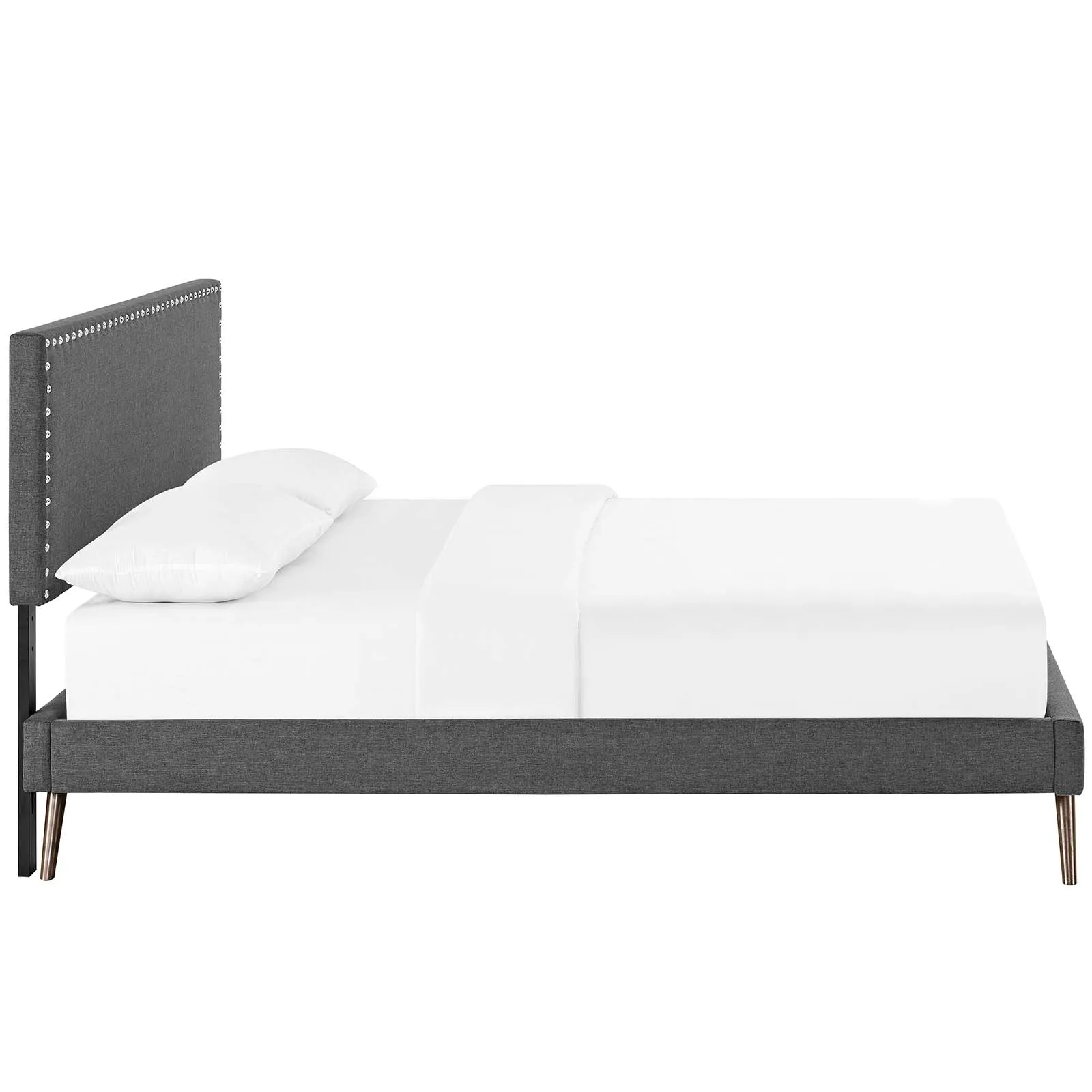 Macie Fabric Platform Bed with Round Splayed Legs