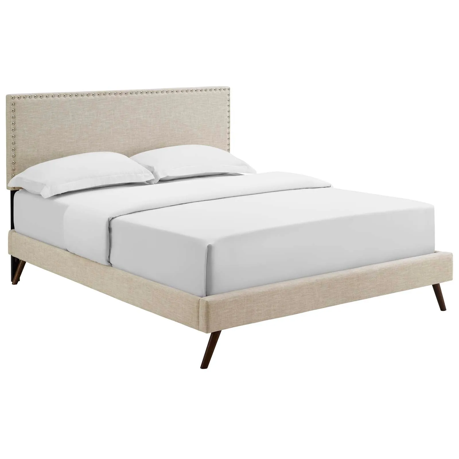 Macie Fabric Platform Bed with Round Splayed Legs