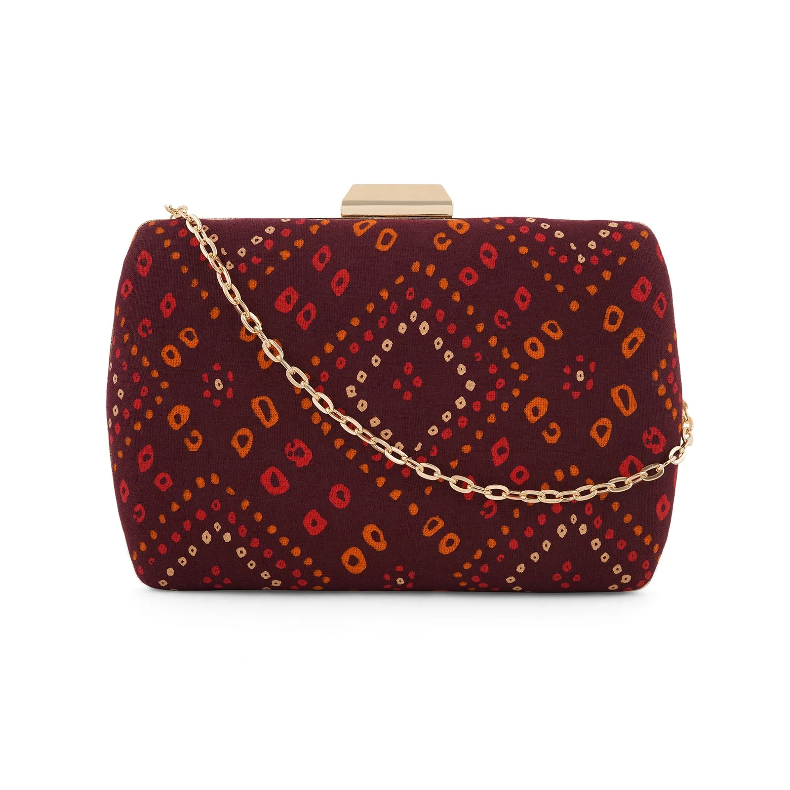 Maroon Magic Stone and Print Clutch