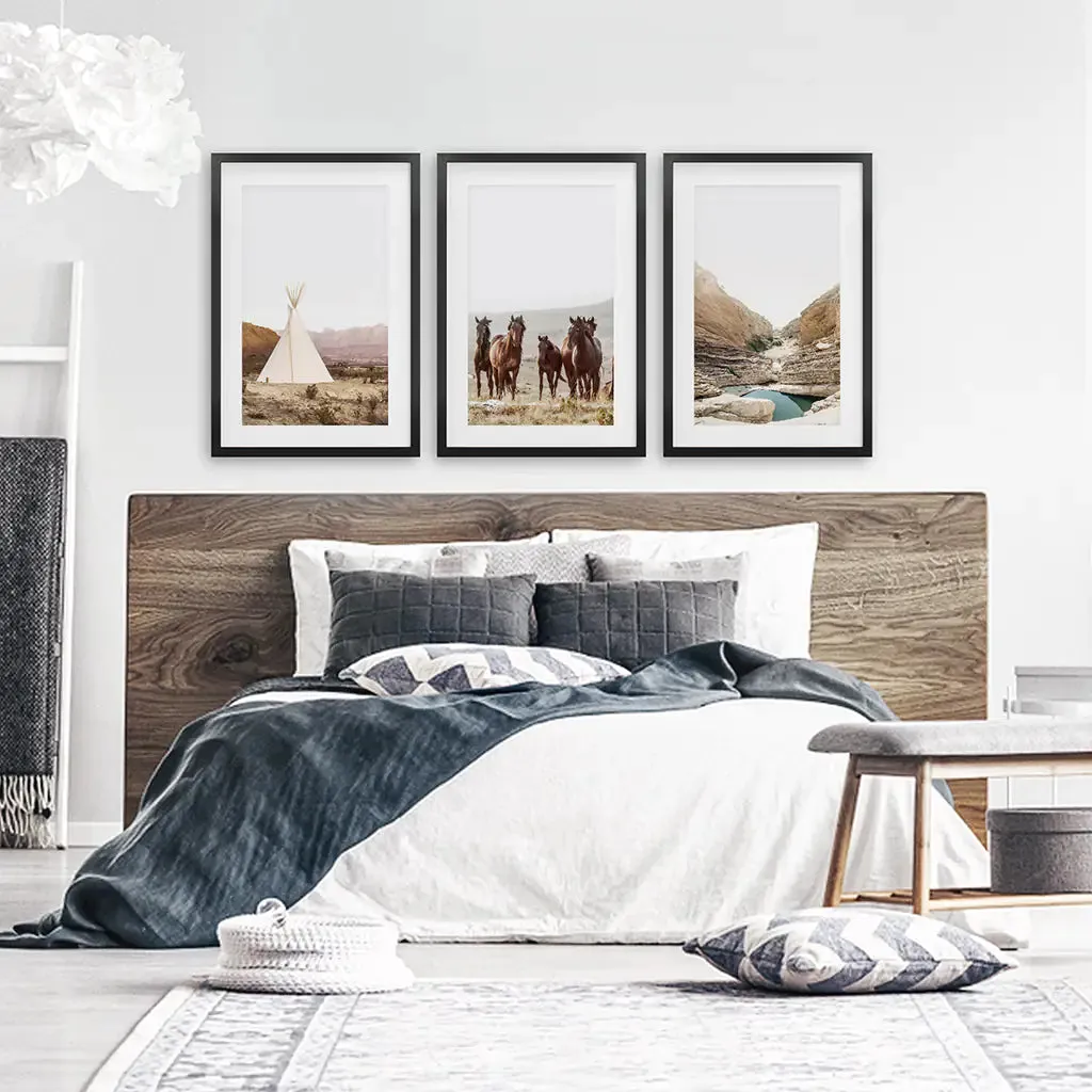 Native American Desert Landscape. Wall Art Set of 3 Prints