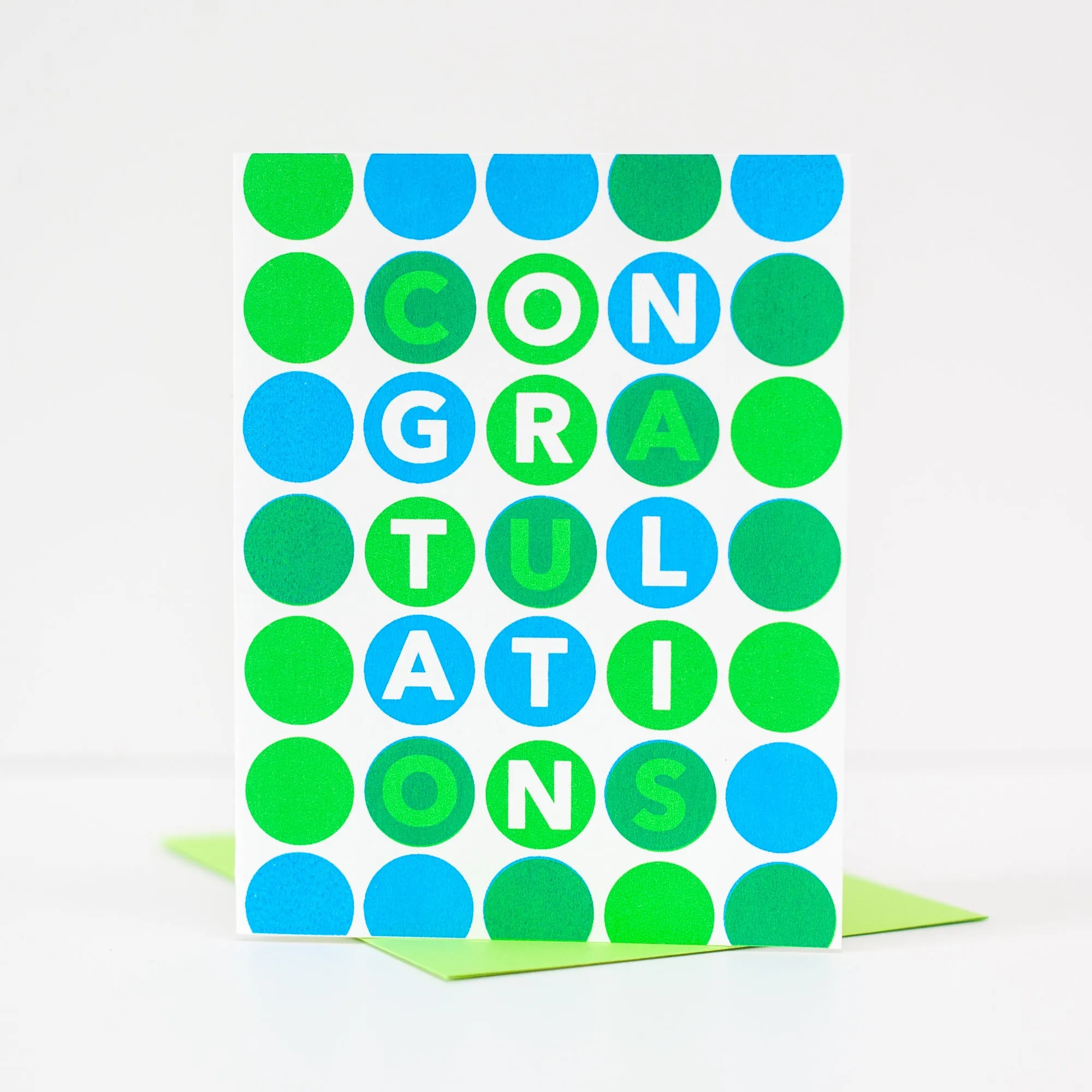 neon congratulations card, colorful congratulations card with polka dots