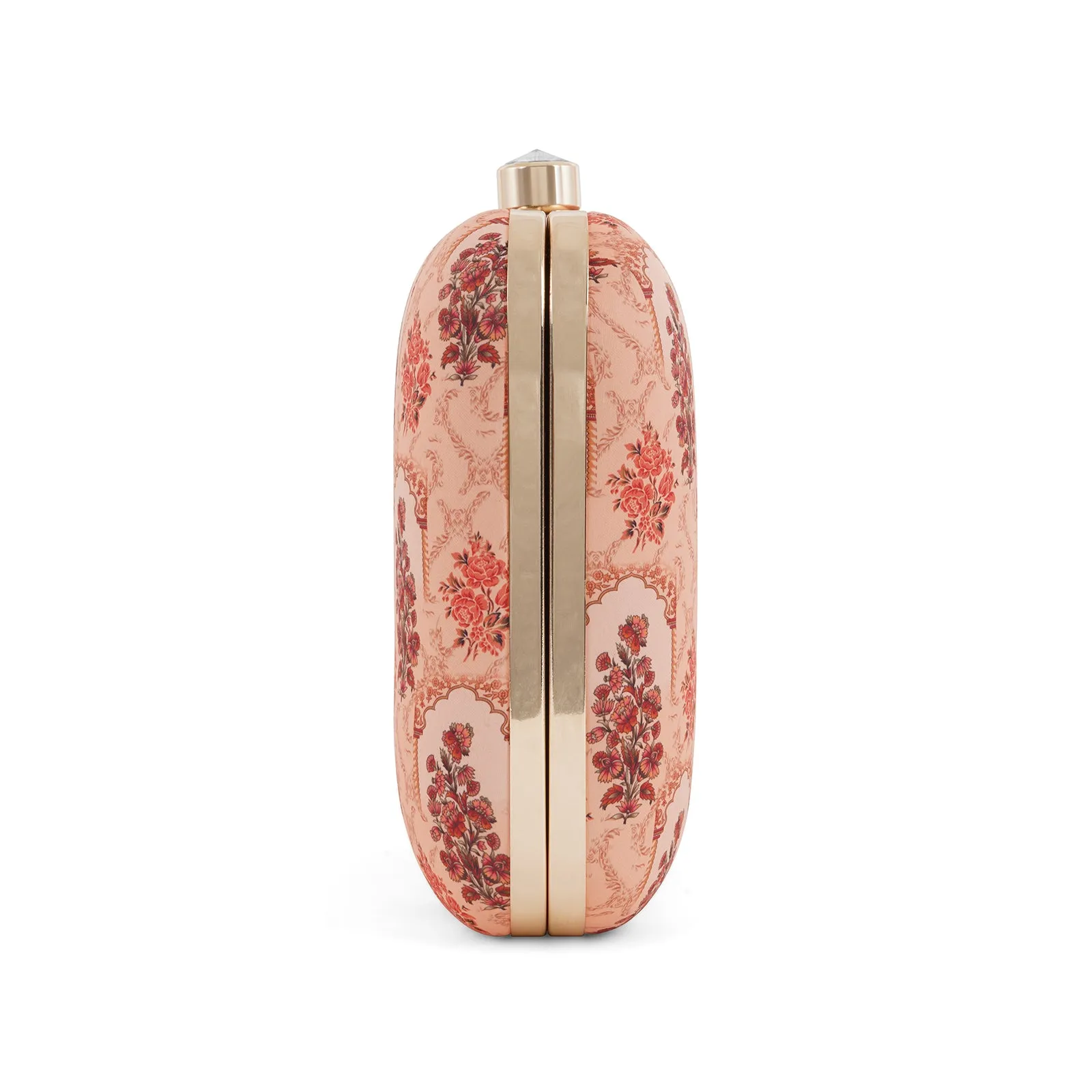 Powder Peach Stone and Print Clutch