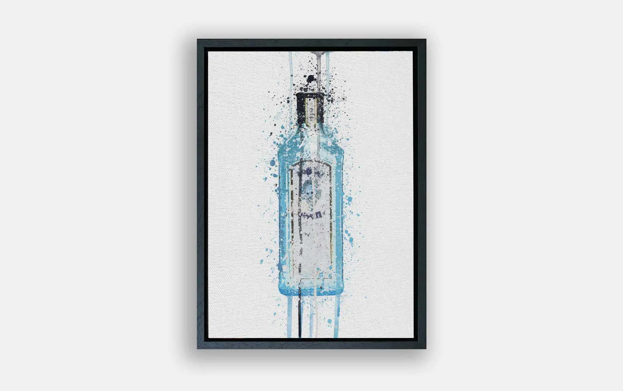 Premium Canvas Wall Art Print Gin Bottle 'Ocean Blue'