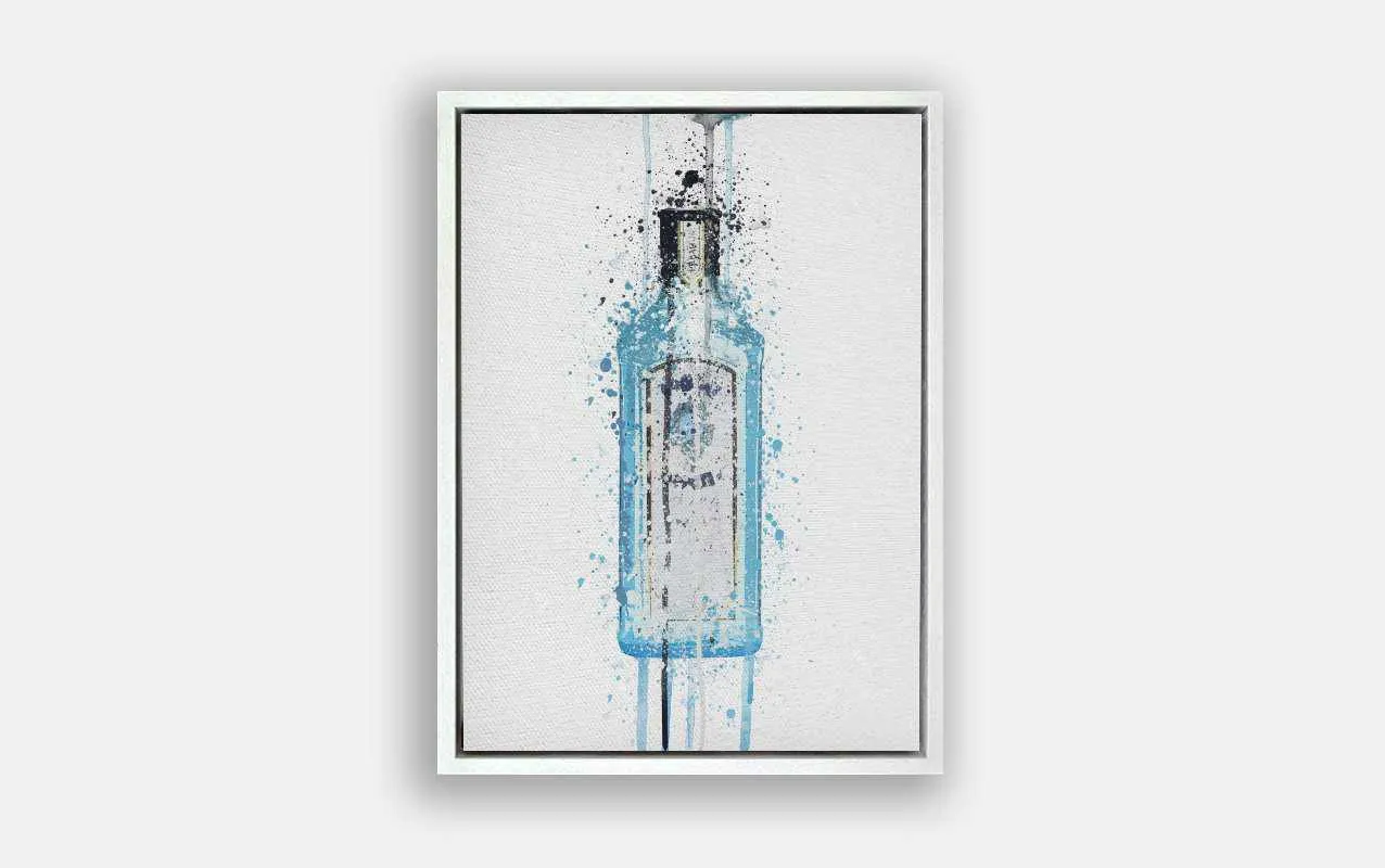 Premium Canvas Wall Art Print Gin Bottle 'Ocean Blue'