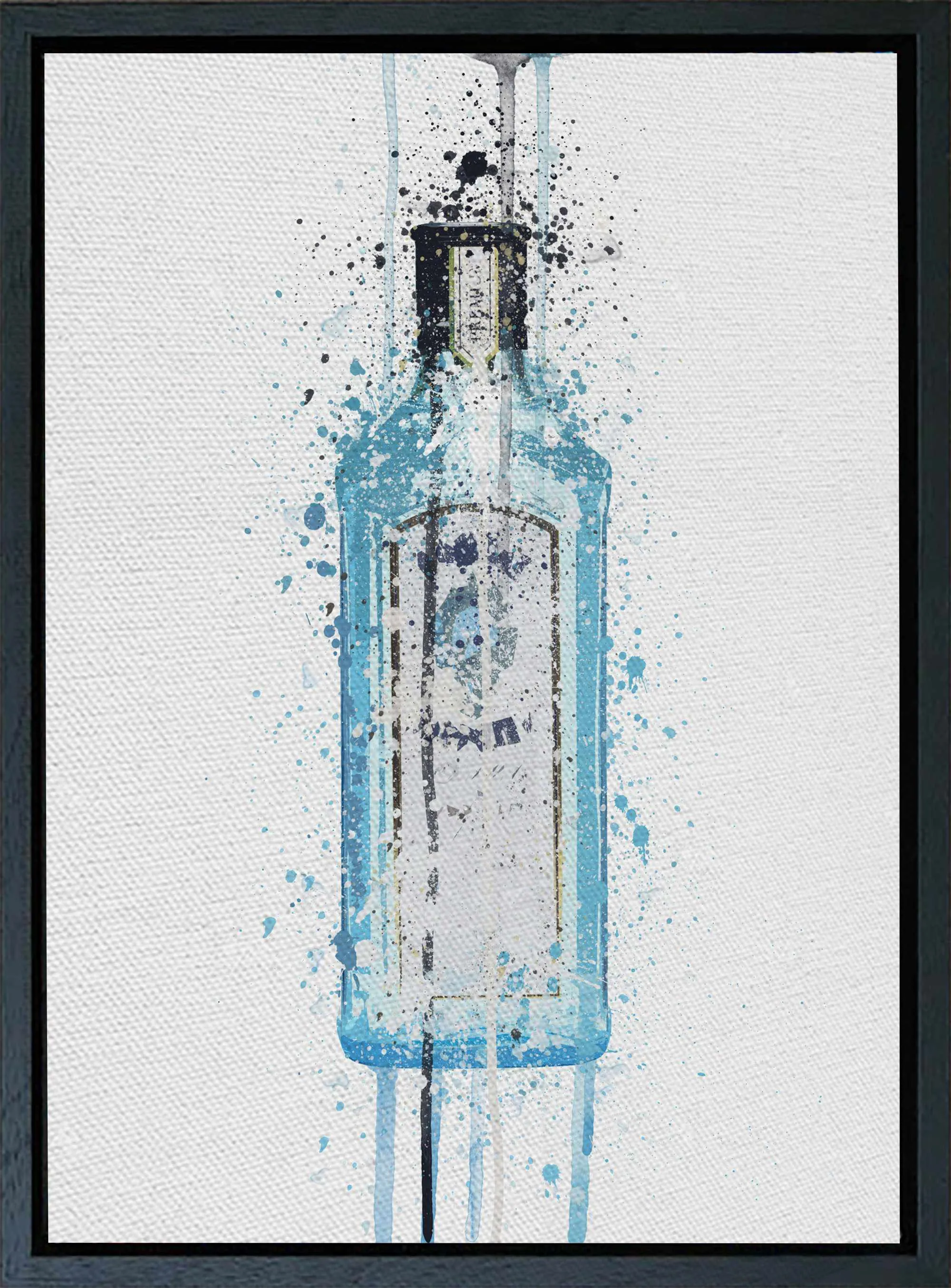 Premium Canvas Wall Art Print Gin Bottle 'Ocean Blue'