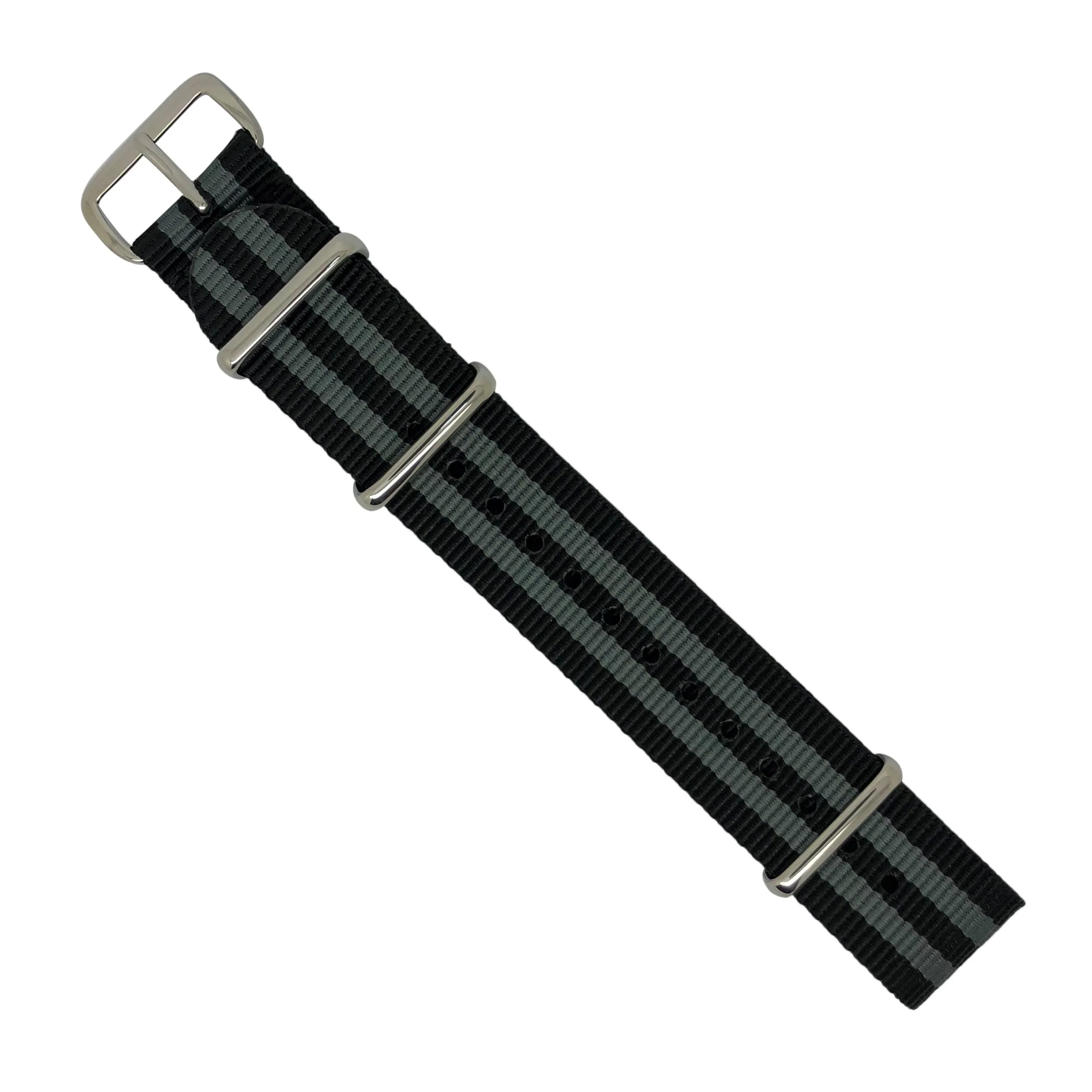 Premium Nato Strap in Black Grey (James Bond)