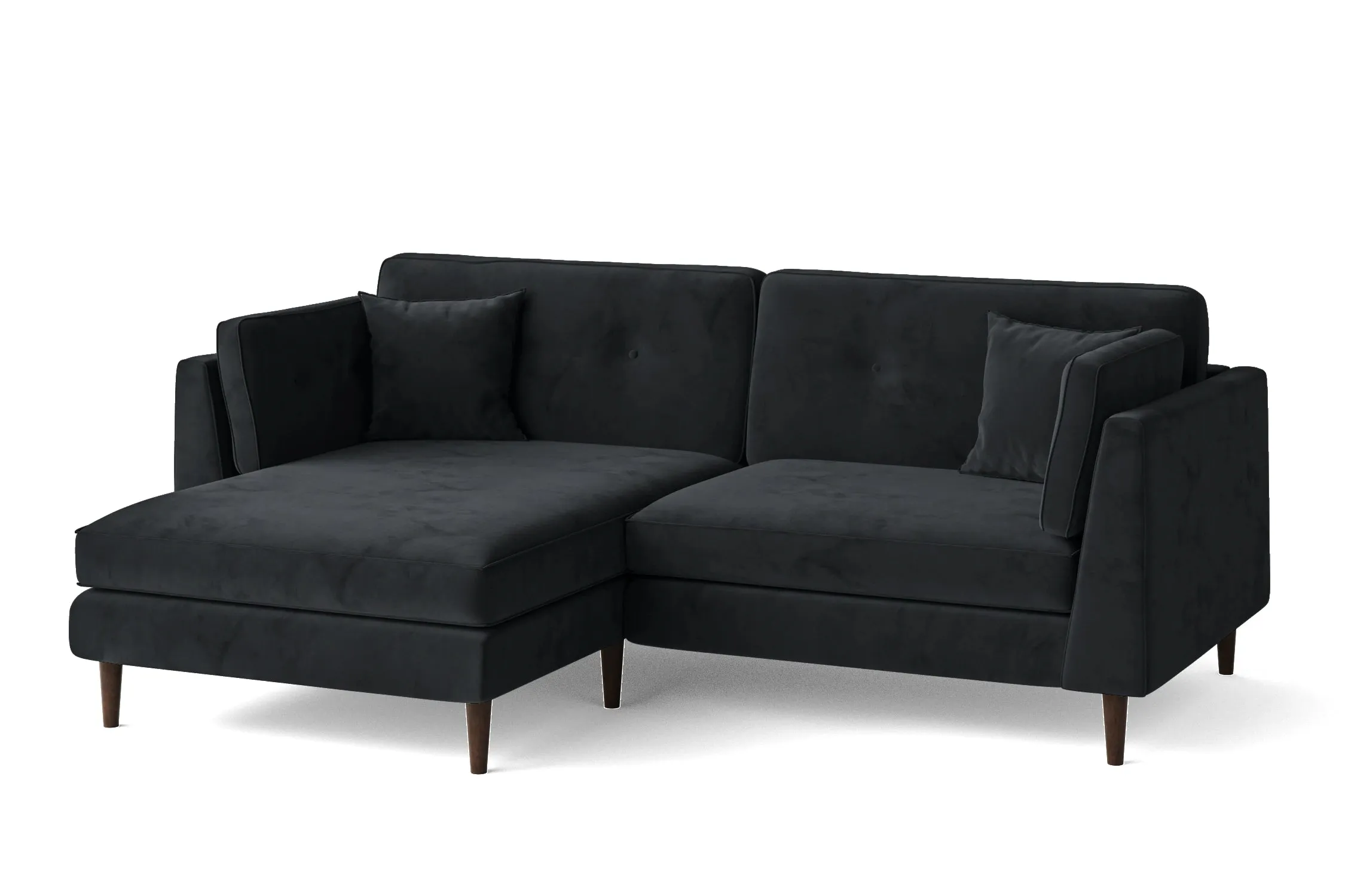 Ragusa 3 Seater Left Hand Facing Chaise Lounge Corner Sofa Dark Grey Velvet