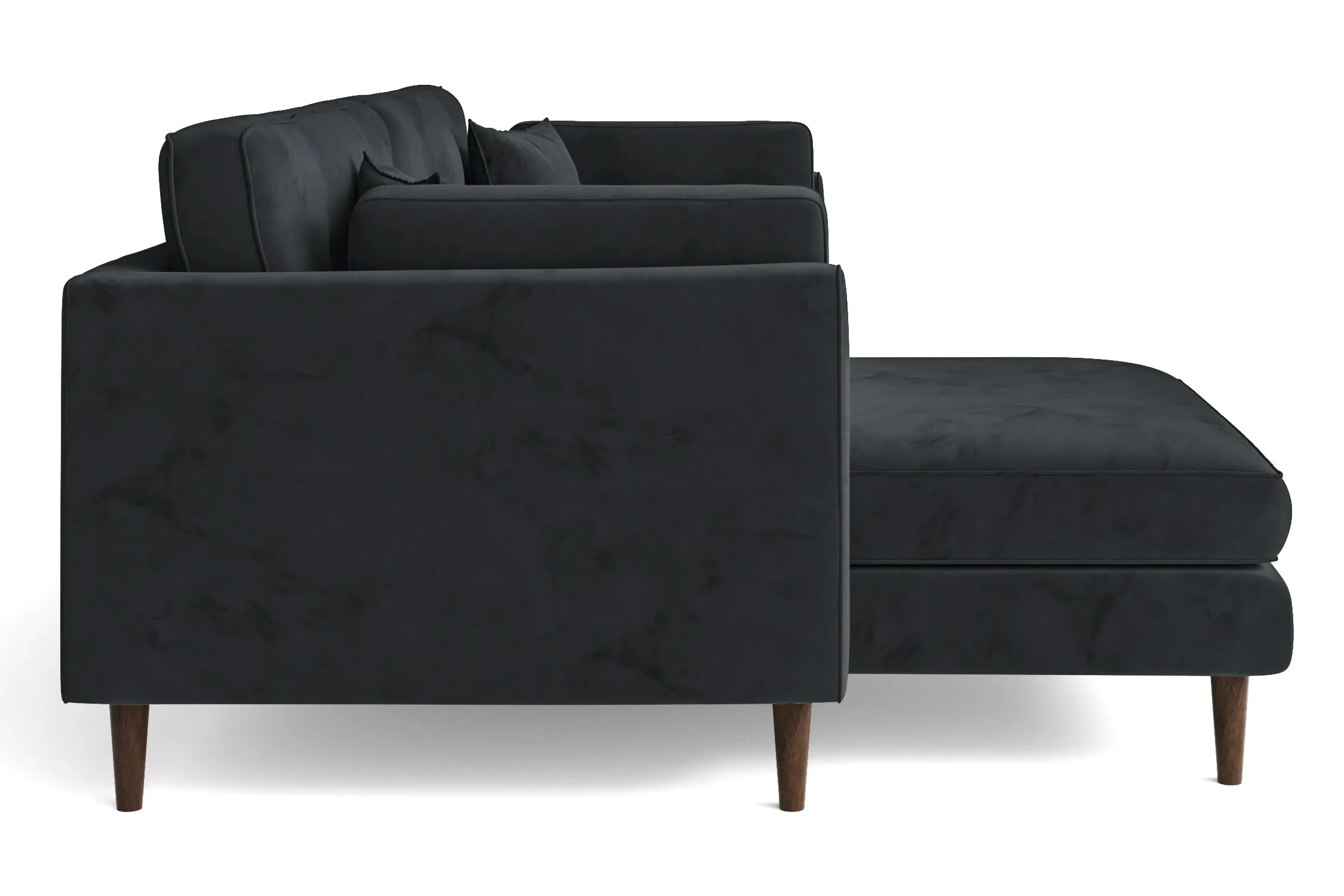 Ragusa 3 Seater Left Hand Facing Chaise Lounge Corner Sofa Dark Grey Velvet