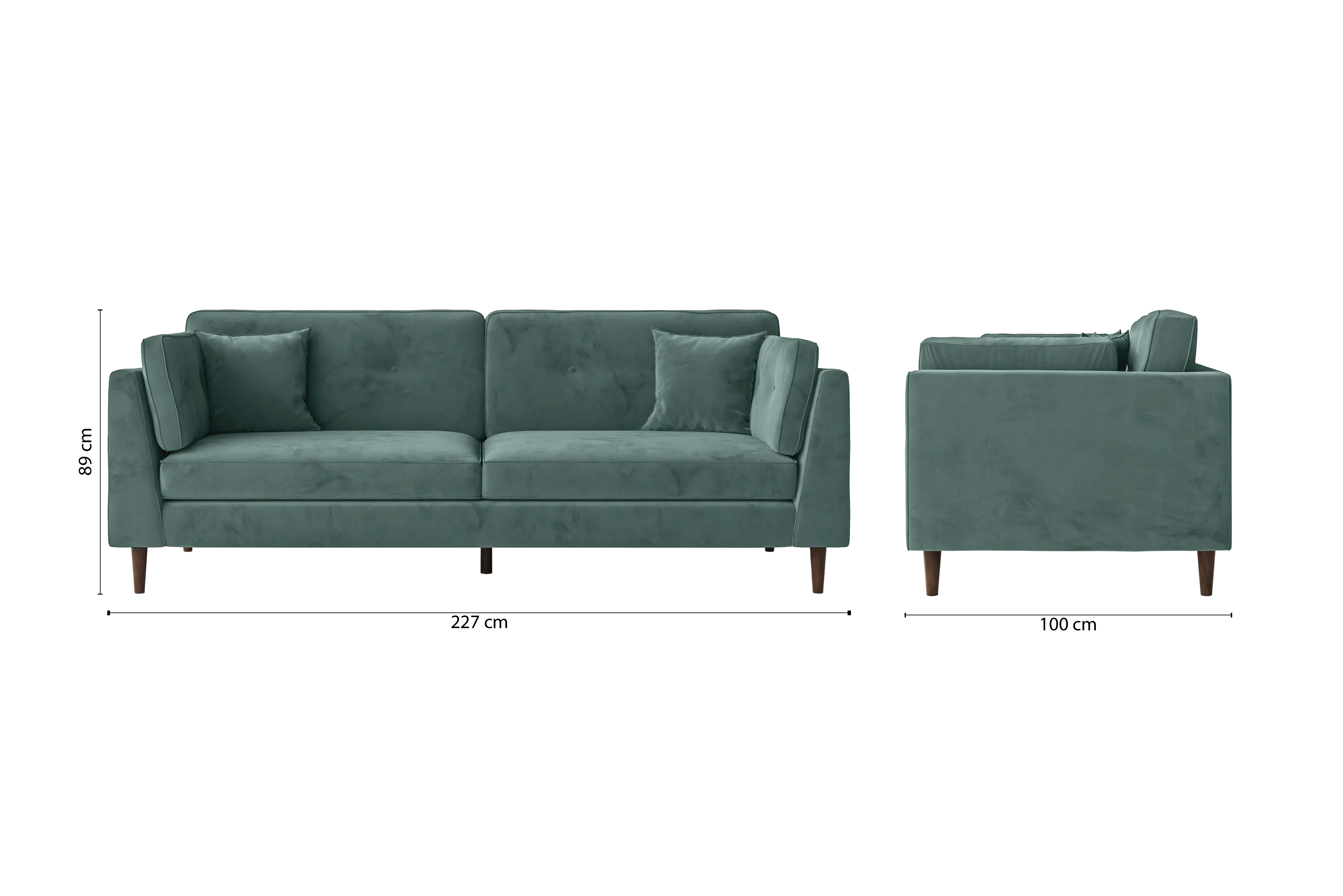 Ragusa 4 Seater Sofa Teal Velvet