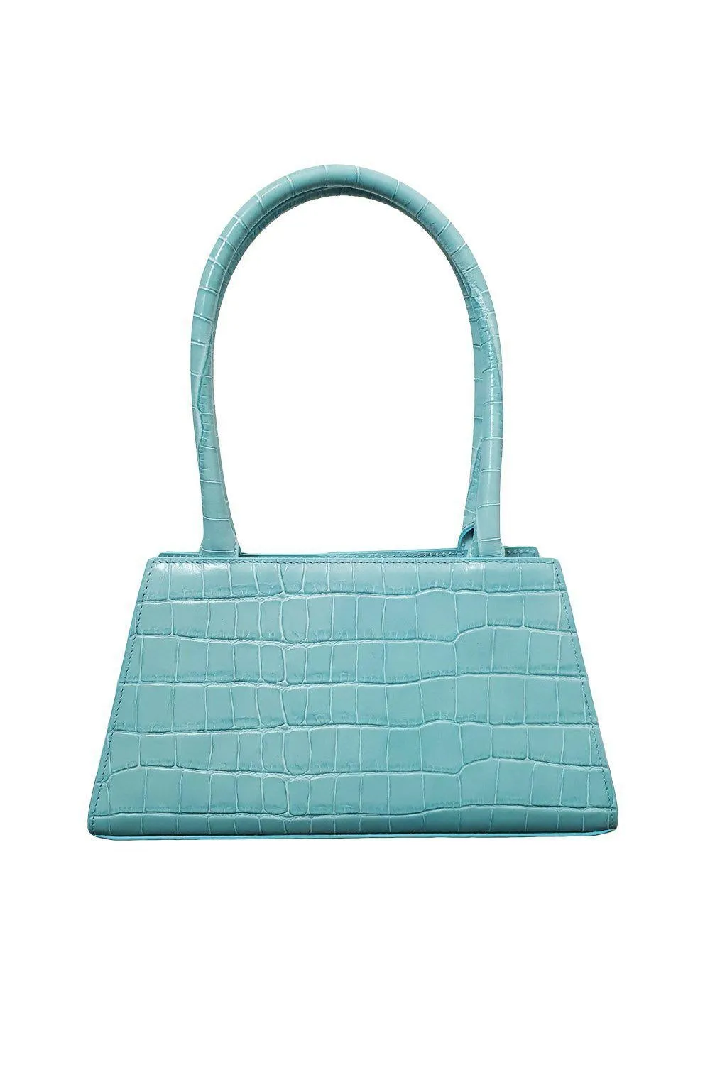 RIXO Dora Mini Trapeze Tote - Ice Blue Leather, Small Top Handle