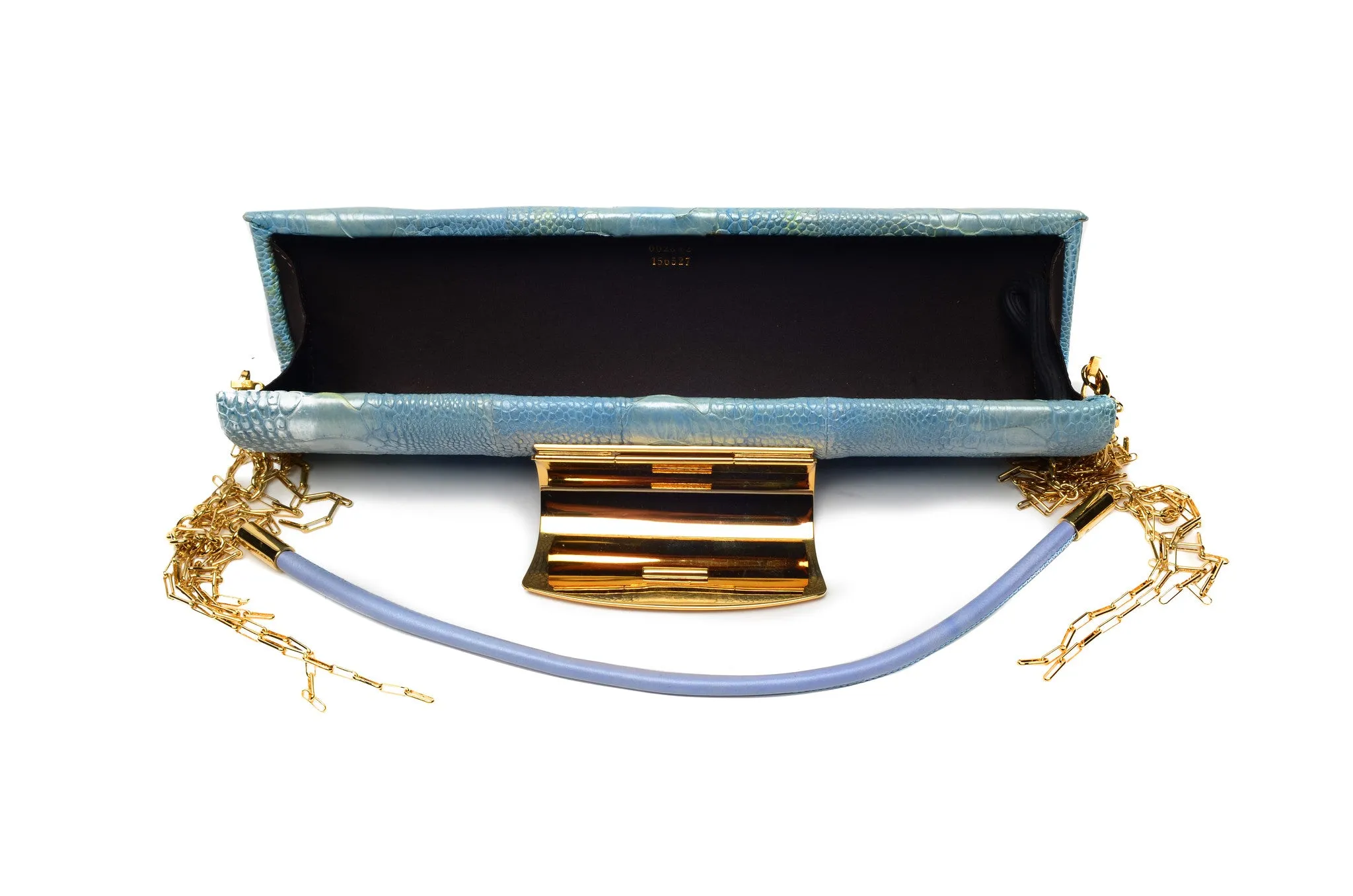 Sergio Rossi - Baby Blue Clutch with Gold Clasp NWT -