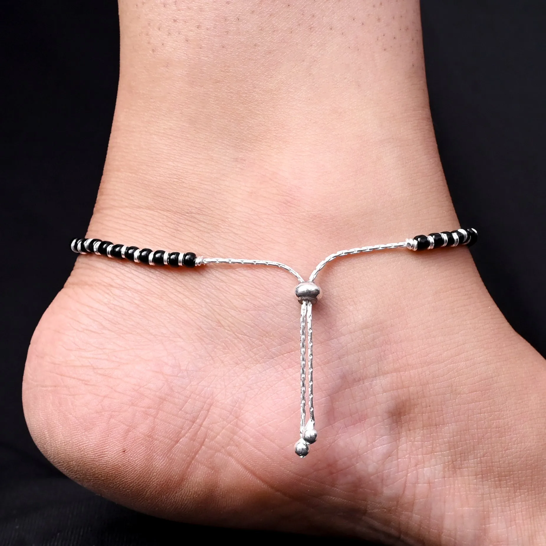 Silver Aqua Blue Heart Anklet