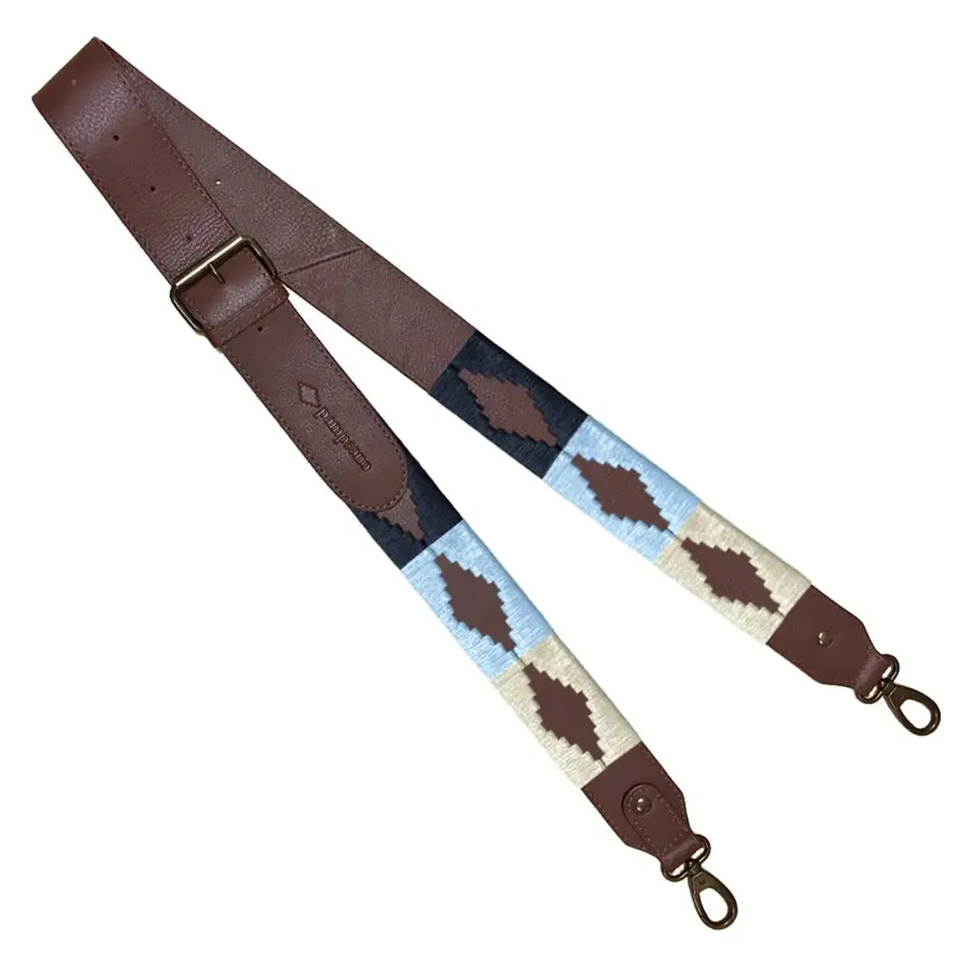 Standard Width Brown Leather Strap w/ Navy/Light Blue/Cream Stitching by Pampeano