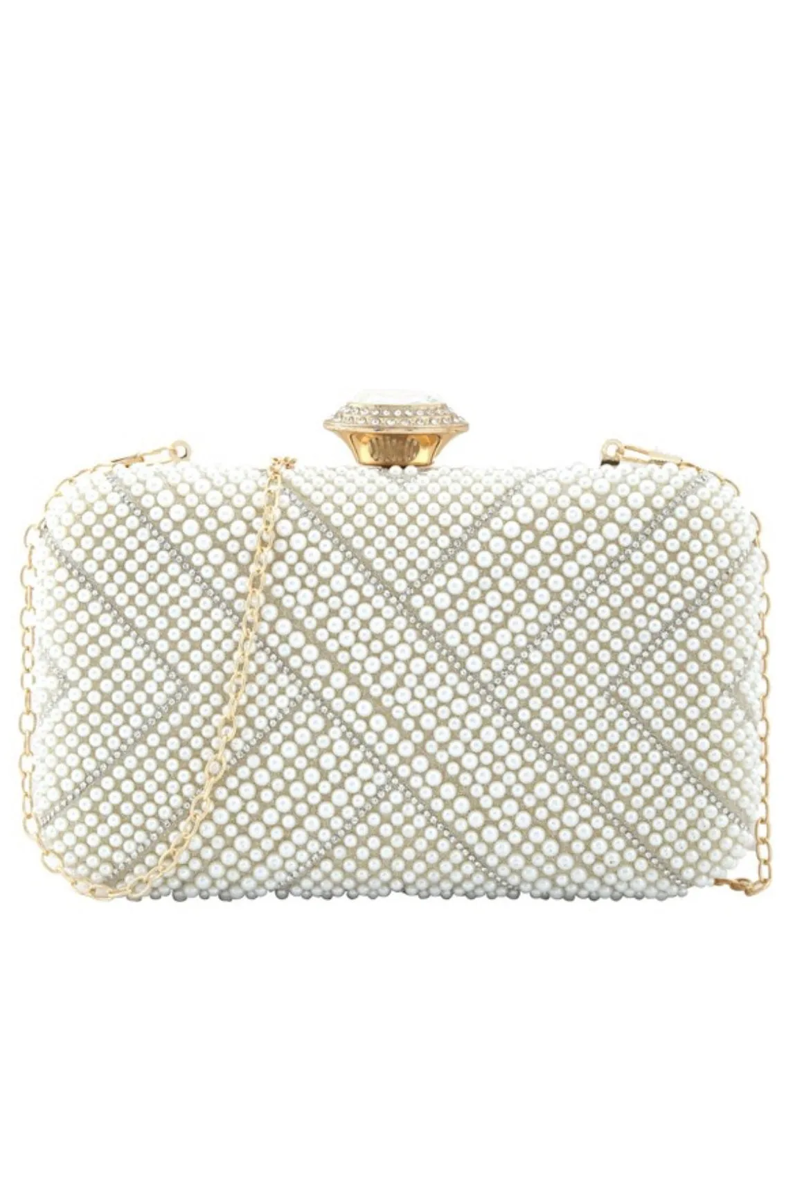 TORRE PEARL EMBELLISHED CLUTCH