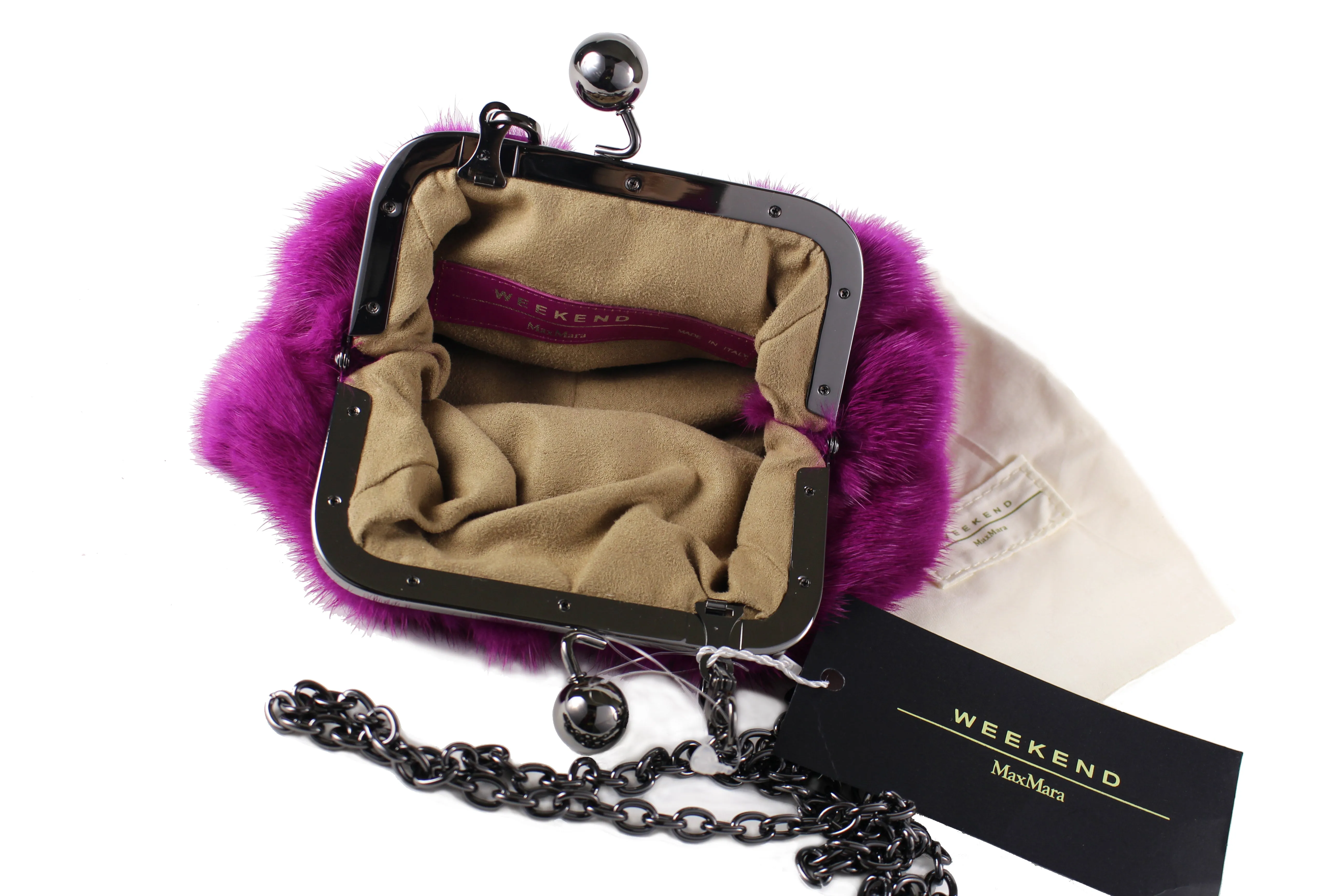 Weekend MAX MARA Pasticcino fuchsia mink clutch